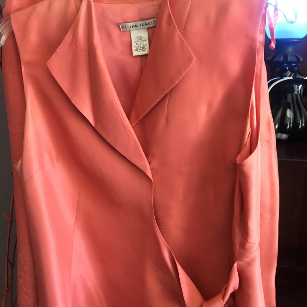 Salmon summer silk pantsuit